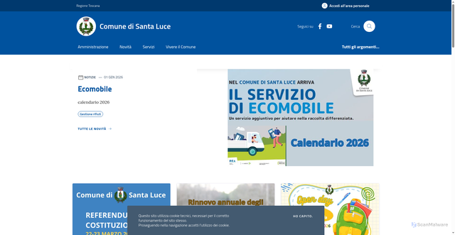 Security scan screenshot of https://www.comune.santaluce.pi.it/