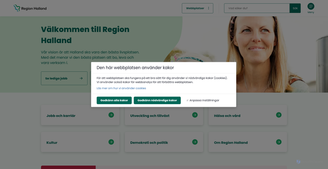 Security scan screenshot of https://www.regionhalland.se/