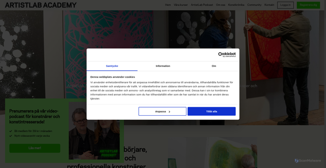 Security scan screenshot of https://artistlab.se