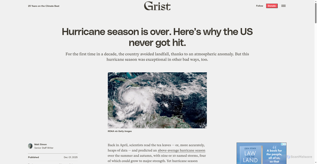 Security scan screenshot of https://grist.org/science/hurricane-season-is-over-heres-why-the-u-s-never-got-hit/