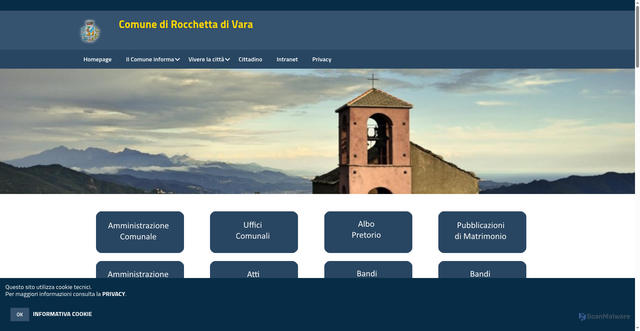 Security scan screenshot of https://www.comune.rocchettadivara.sp.it/hh/index.php