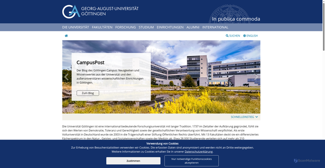Security scan screenshot of https://www.uni-goettingen.de