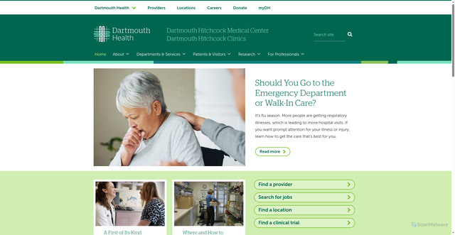 Security scan screenshot of https://www.dartmouth-hitchcock.org