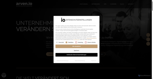 Security scan screenshot of https://marketing.arvenio.de