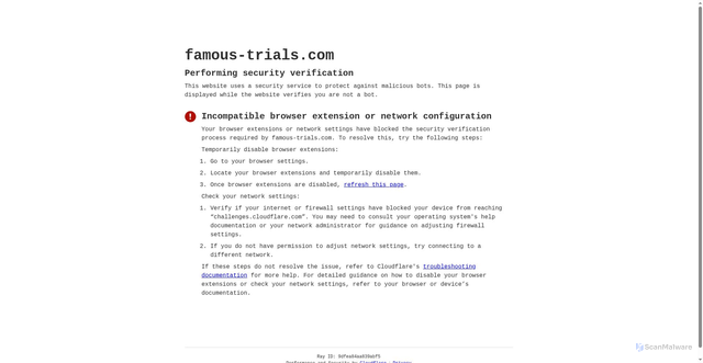 Security scan screenshot of https://famous-trials.com
