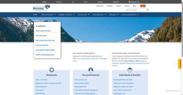 Security scan screenshot of https://www.dor.wa.gov/