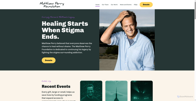Security scan screenshot of https://matthewperryfoundation.org/