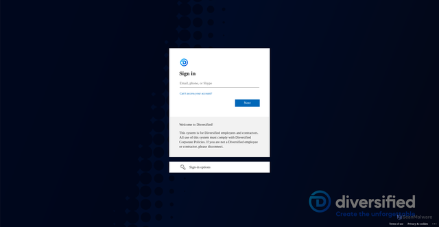 Security scan screenshot of https://onediversified.sharepoint.com