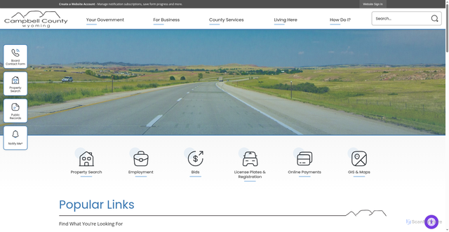 Security scan screenshot of https://campbellcountywy.gov/
