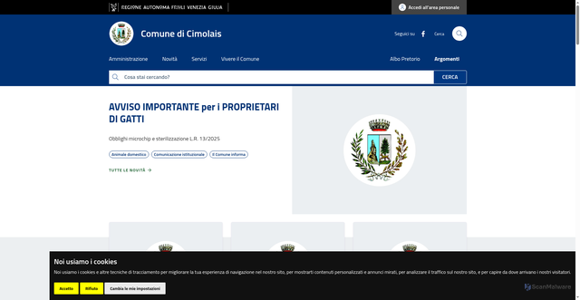 Security scan screenshot of https://www.comune.cimolais.pn.it