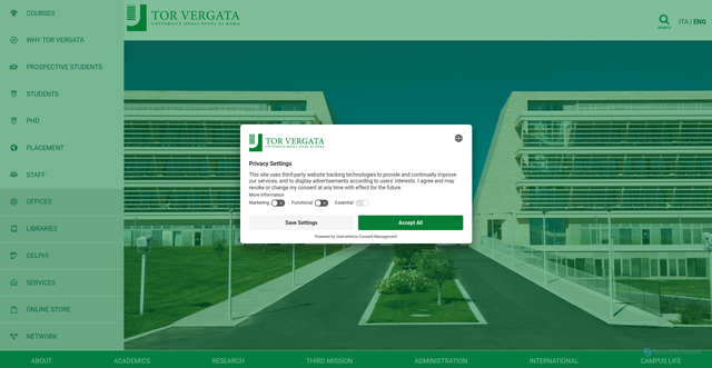 Security scan screenshot of http://web.uniroma2.it/