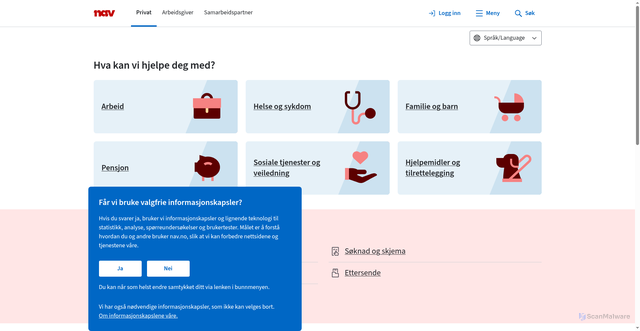 Security scan screenshot of https://www.nav.no