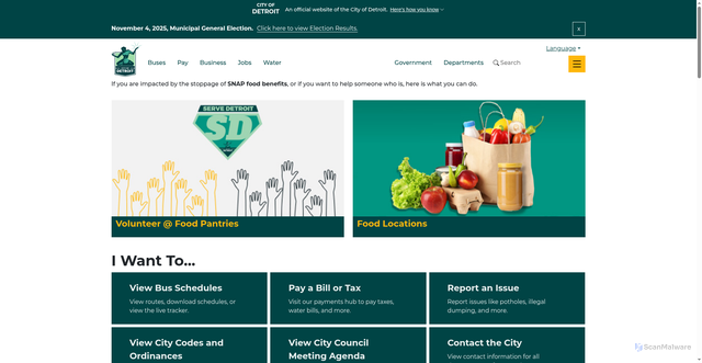 Security scan screenshot of https://detroitmi.gov/