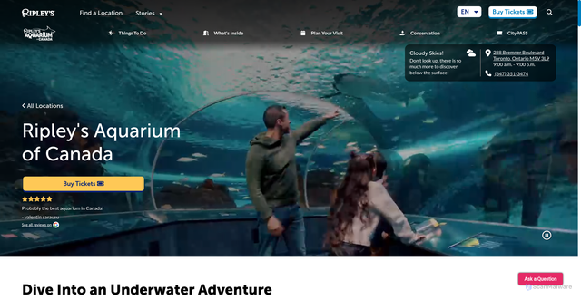 Security scan screenshot of https://www.ripleys.com/attractions/ripleys-aquarium-of-canada