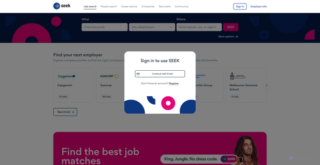 Security scan screenshot of https://login.seek.com