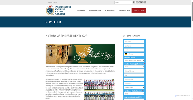 Security scan screenshot of https://golfcollege.edu/history-presidents-cup/