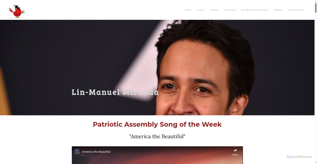 Security scan screenshot of http://www.weinerelementary.org/lin-manuel-miranda.html