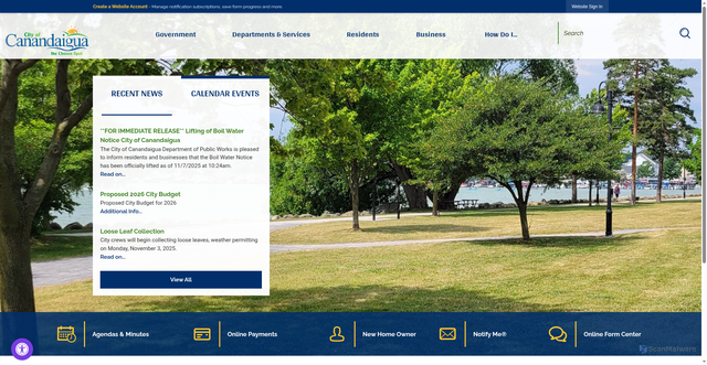 Security scan screenshot of https://canandaiguanewyork.gov/