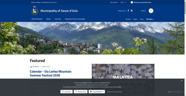 Security scan screenshot of https://www.comune.sauzedoulx.to.it