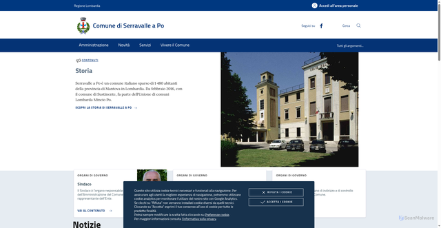 Security scan screenshot of https://www.comune.serravalleapo.mn.it/