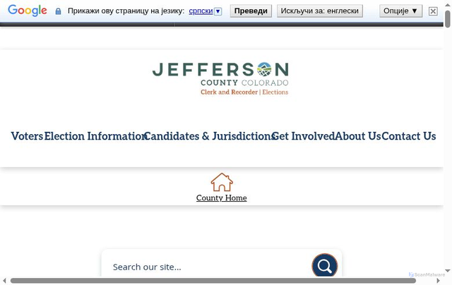 Security scan screenshot of https://www.jeffco.us/396/Elections