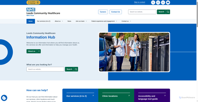 Security scan screenshot of https://leedscommunityhealthcare.nhs.uk/