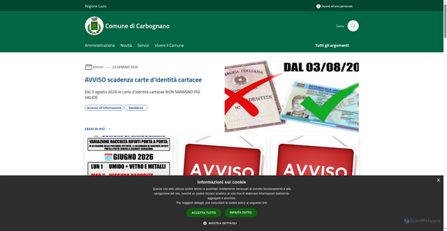 Security scan screenshot of https://www.comune.carbognano.vt.it
