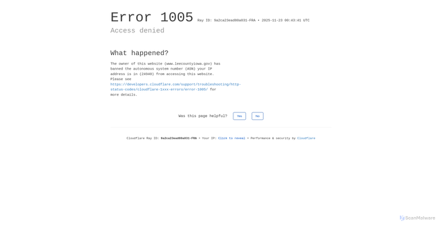 Security scan screenshot of https://www.leecountyiowa.gov/