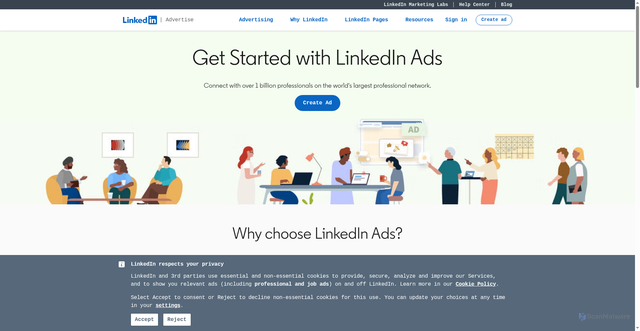 Security scan screenshot of https://ads.linkedin.com/