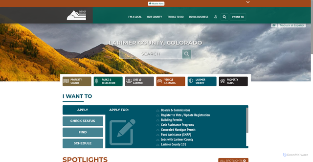Security scan screenshot of https://www.larimer.gov/