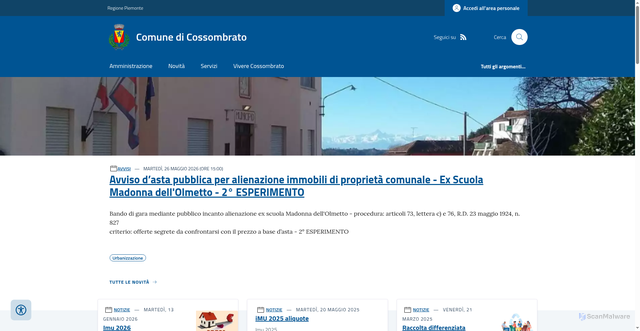 Security scan screenshot of https://www.comune.cossombrato.at.it