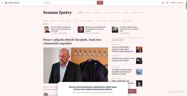 Security scan screenshot of https://www.seznamzpravy.cz