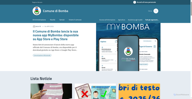 Security scan screenshot of https://comune.bomba.ch.it/