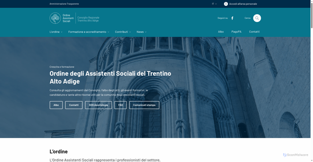 Security scan screenshot of https://www.ordineastaa.it/