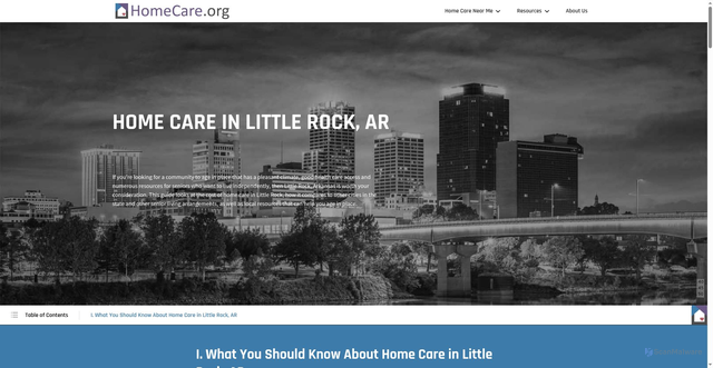 Security scan screenshot of https://www.homecare.org/little-rock-ar/