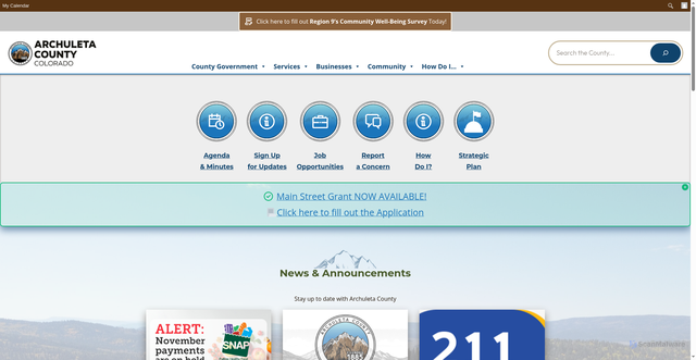 Security scan screenshot of https://www.archuletacounty.gov/