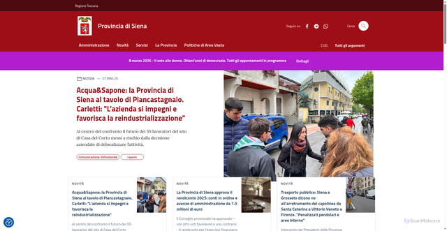 Security scan screenshot of https://www.provincia.siena.it/