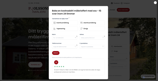 Security scan screenshot of https://polssonmaleri.se