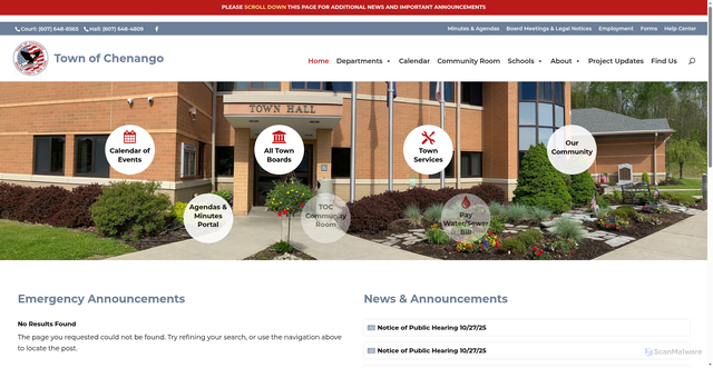 Security scan screenshot of https://townofchenangony.gov/