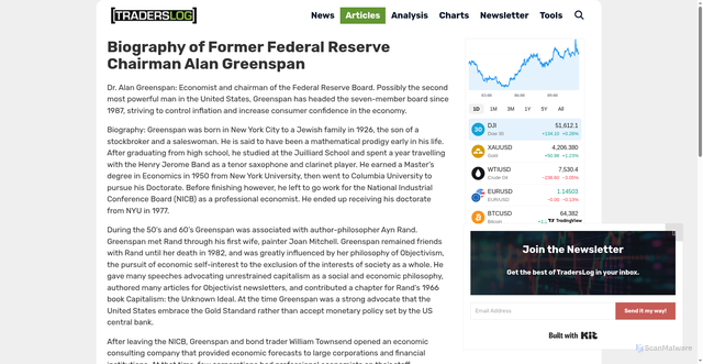 Security scan screenshot of https://www.traderslog.com/alan-greenspan