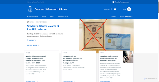 Security scan screenshot of https://www.comune.genzanodiroma.roma.it/