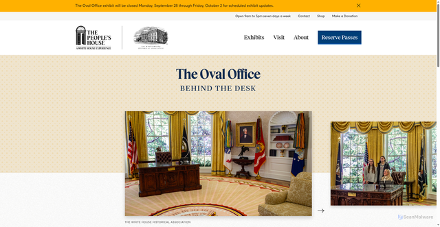 Security scan screenshot of https://thepeopleshouse.org/exhibits/the-oval-office