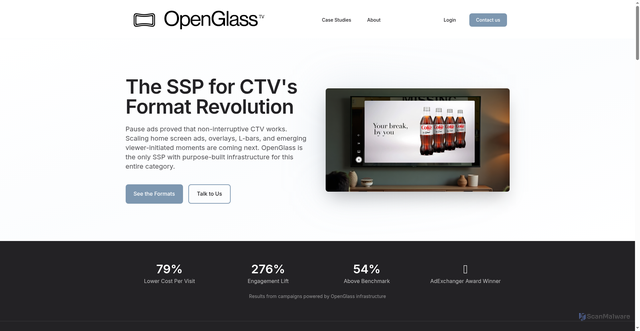 Security scan screenshot of https://openglass.tv