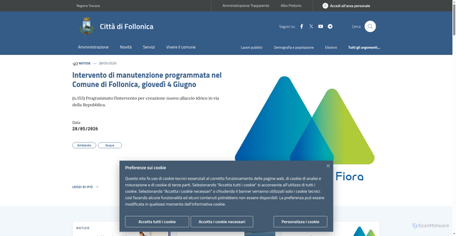 Security scan screenshot of https://www.comune.follonica.gr.it