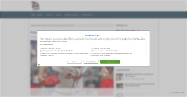 Security scan screenshot of https://www.sportstalkatl.com/report-braves-to-pick-up-club-options-on-two-pitchers/