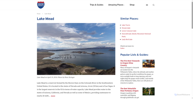Security scan screenshot of https://amazingamerica.com/locations/lake-mead/