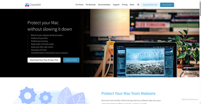 Security scan screenshot of https://clamxav.com