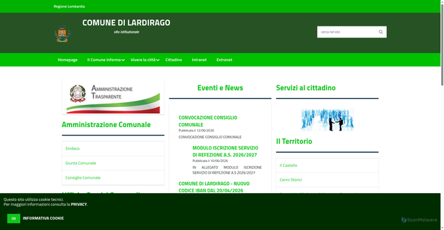 Security scan screenshot of https://www.comune.lardirago.pv.it