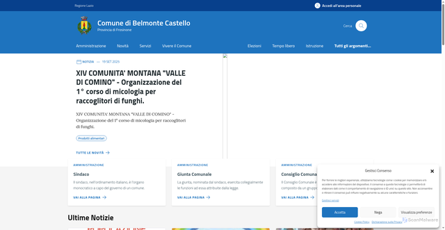 Security scan screenshot of https://comune.belmontecastello.fr.it/