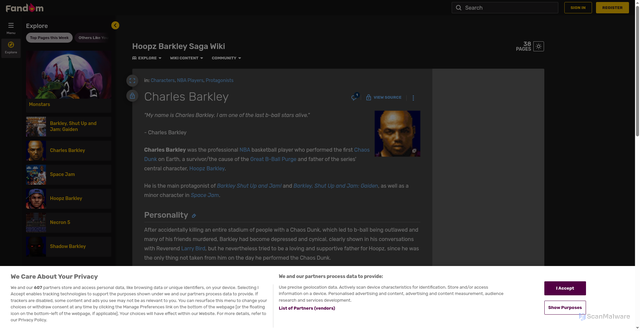 Security scan screenshot of https://hoopz-barkley-saga.fandom.com/wiki/Charles_Barkley